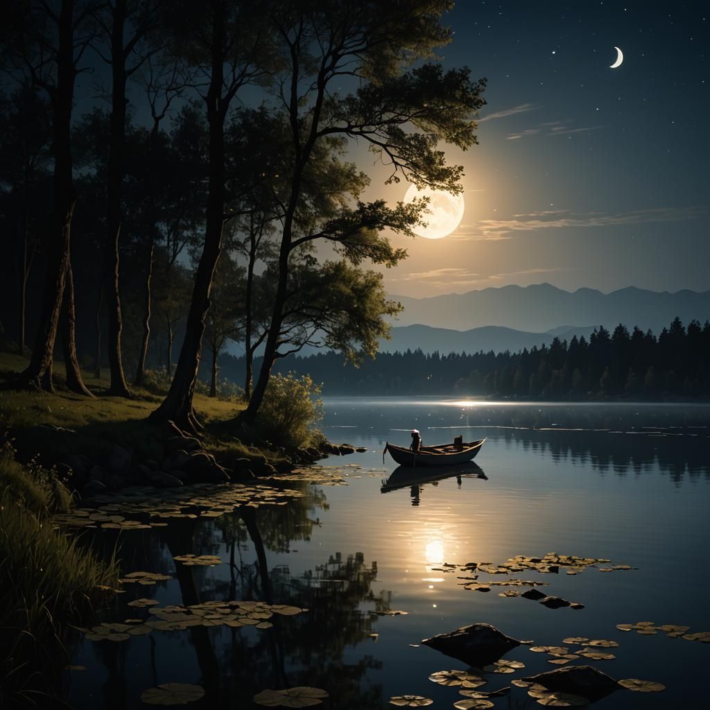 Moonlit Lake: A Whisper of Nature
