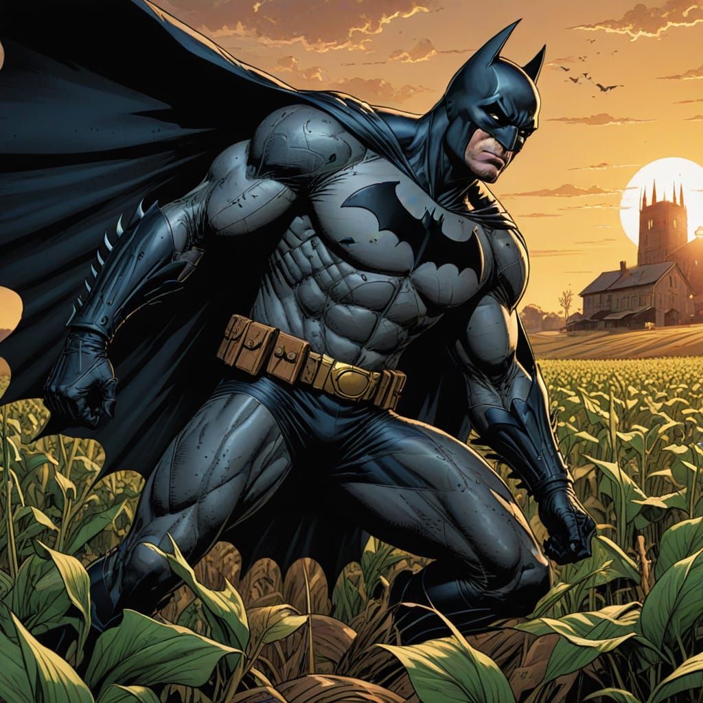 Batman Farming in Dark Lands: Comic Book Art