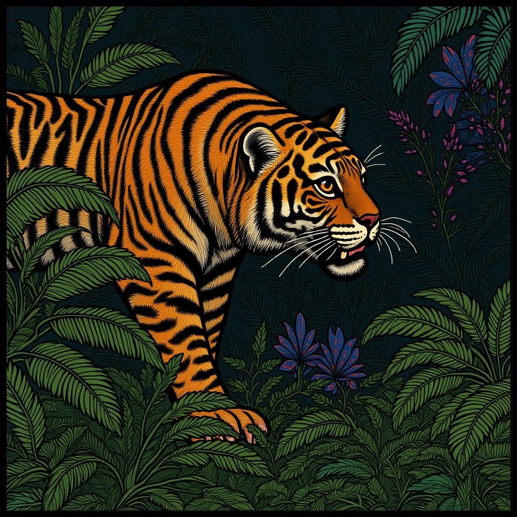 Jaguarundi Prowling Through Brush, Evocative Landscape