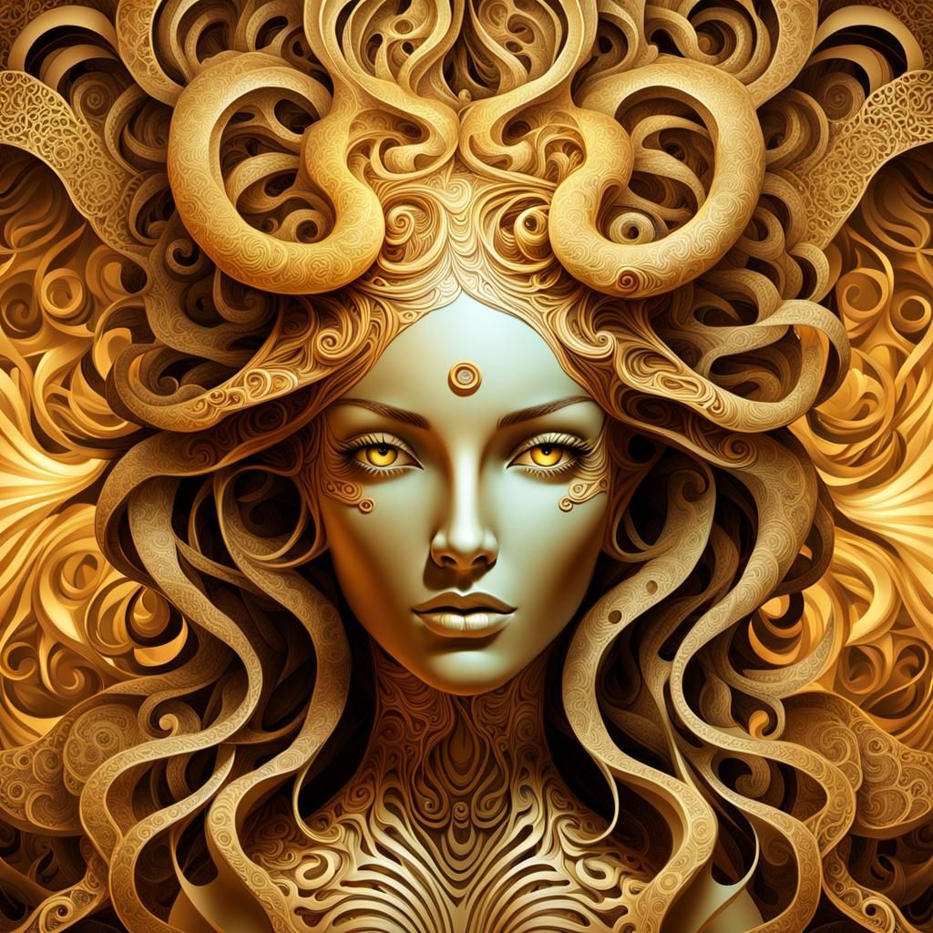 Medusa: Seductive Goddess in Abstract Vector Fractal