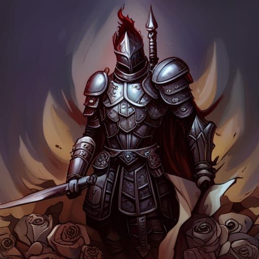 Unholy Paladin in Crimson Armor, Dark Fantasy Art