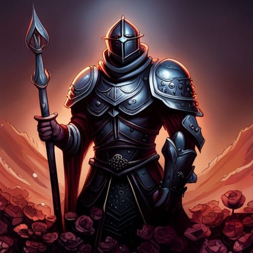 Grimdark Unholy Paladin in Crimson Guilded Armor