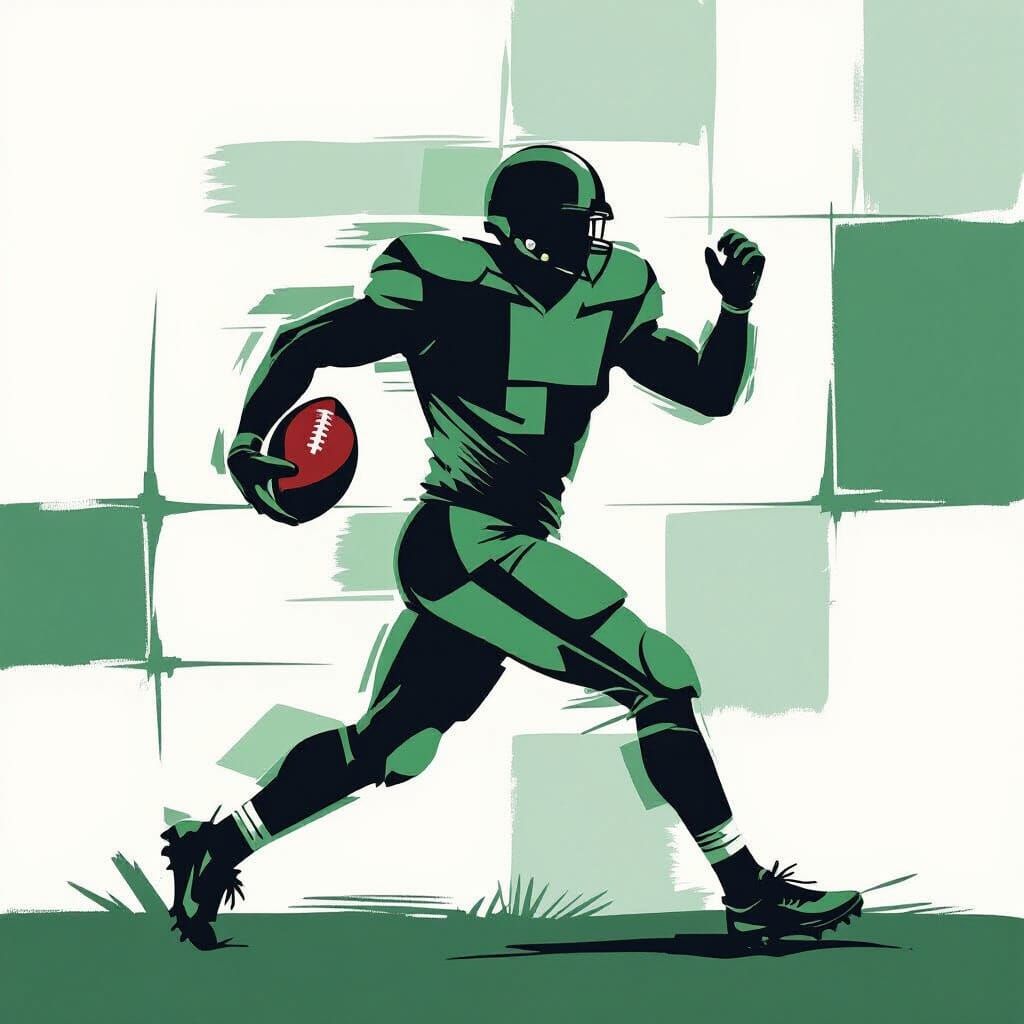 Dynamic Football Player Art: Brushstroke Silhouette on White