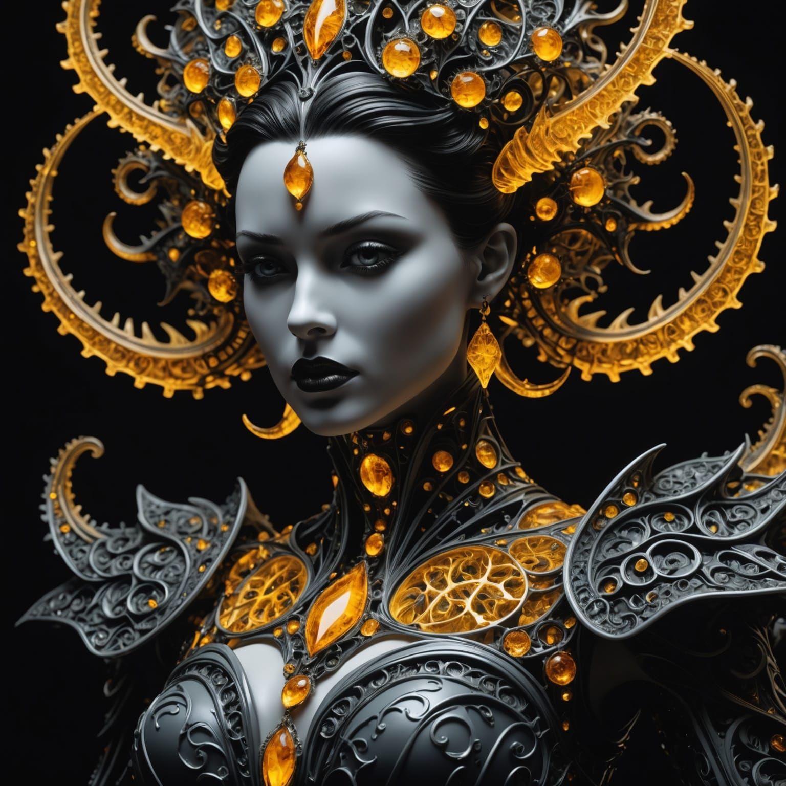 Dark Fantasy Porcelain Sculpture of a Dangerous Beauty