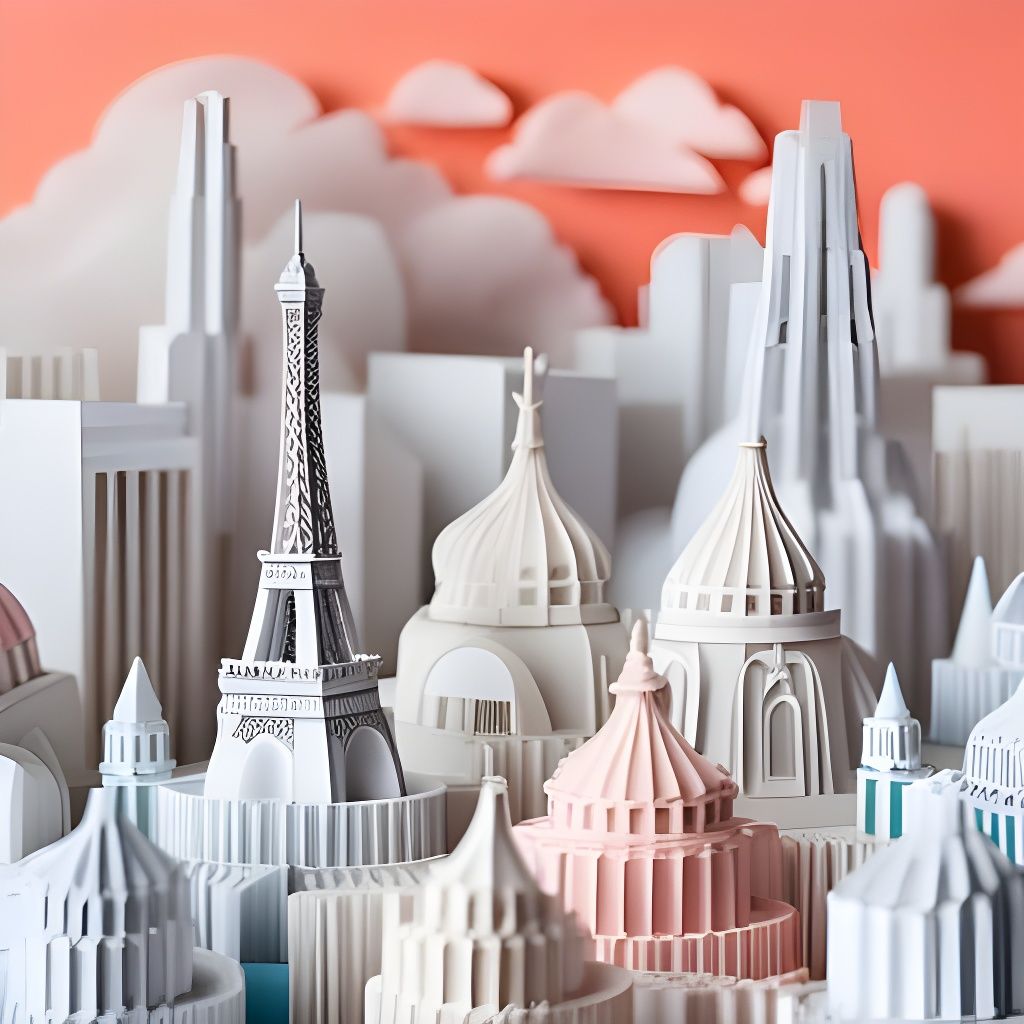Paper Paris: Intricate White Paper Origami Sculptures