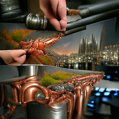 Crab Claws Grip Copper Pipes: Matte Painting