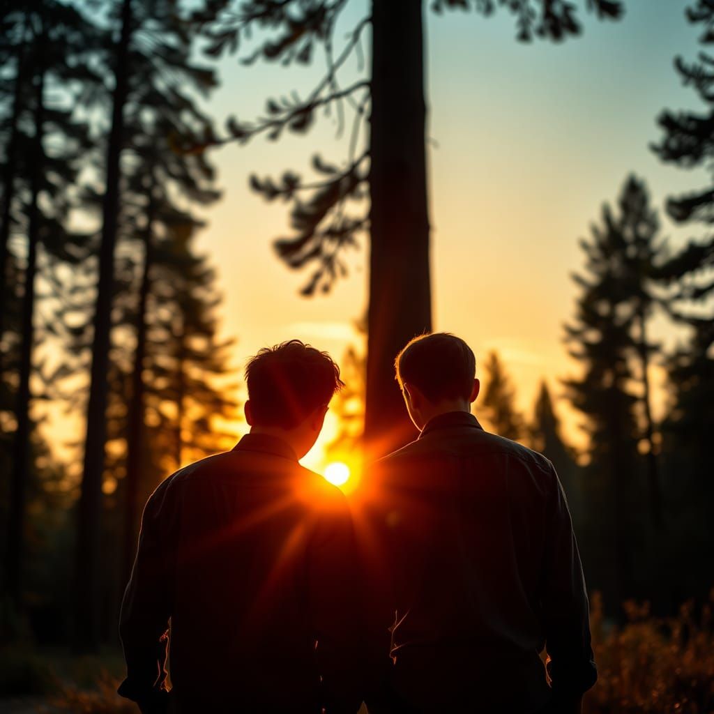 Twin Silhouettes at Sunset: Nature Photography