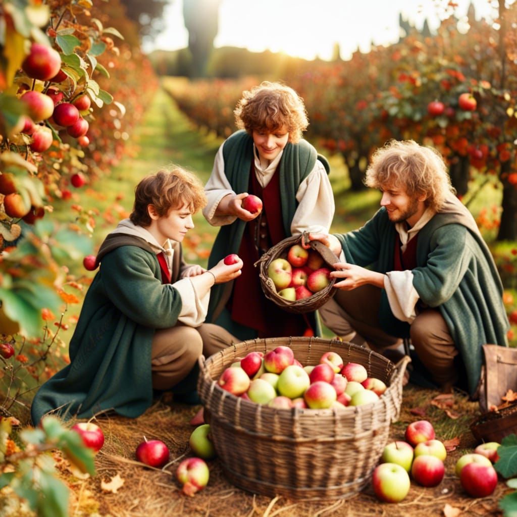 Hobbit Autumn Apple Harvest in Fantasy Style