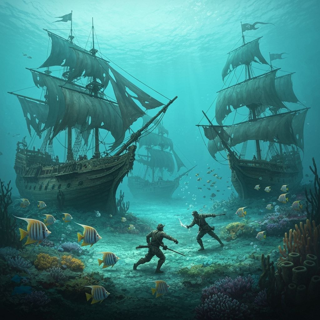 Underwater Pirate Battle Inspired by James Gurney