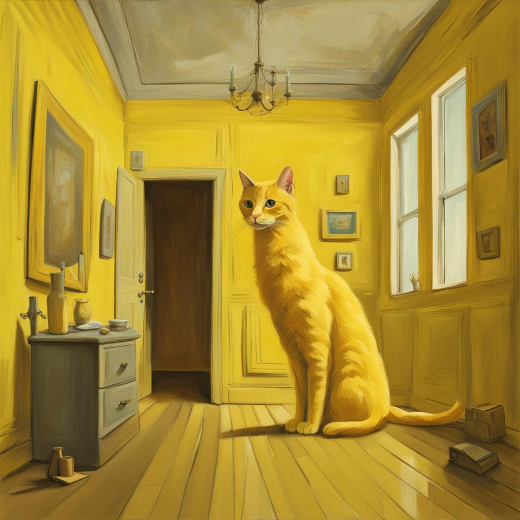 Yellow Cat in a Yellow Room
