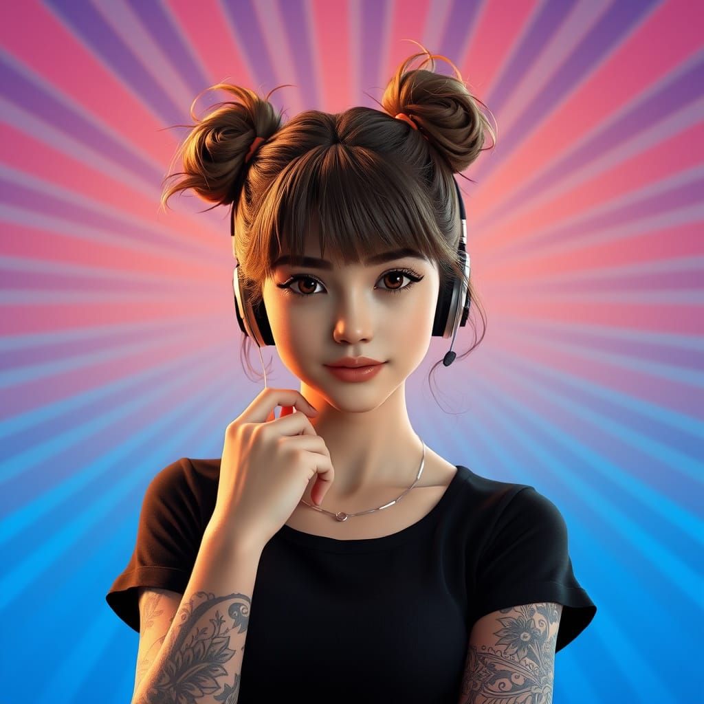 Gamer Girl in Vibrant Dreamscape