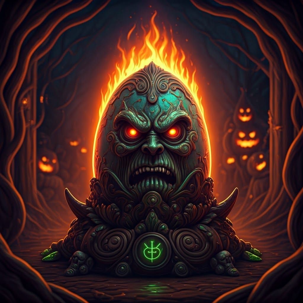 Fiery Chocolate Faberge Egg with Angry Face