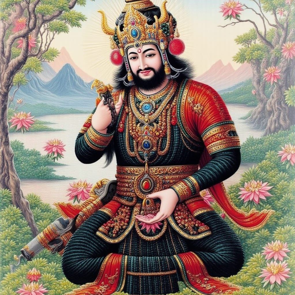 Samurai Warrior in Traditional Armor with Katana