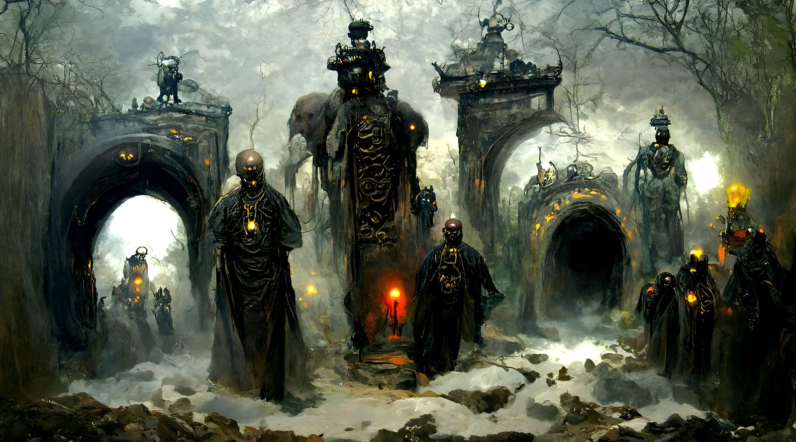 Monks Enter Gates of Hell: Steampunk Horror