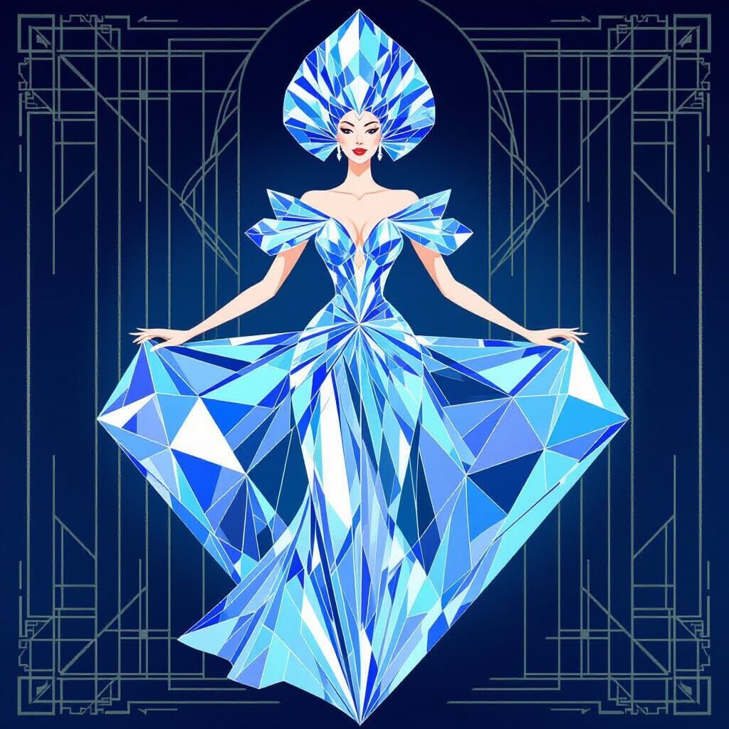 Diamond Woman in Art Deco Style