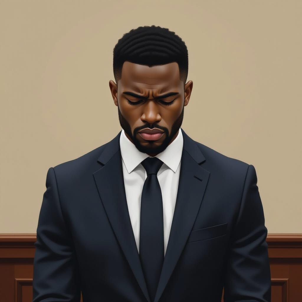 Somber Defendant: An Emotive Realism Portrait