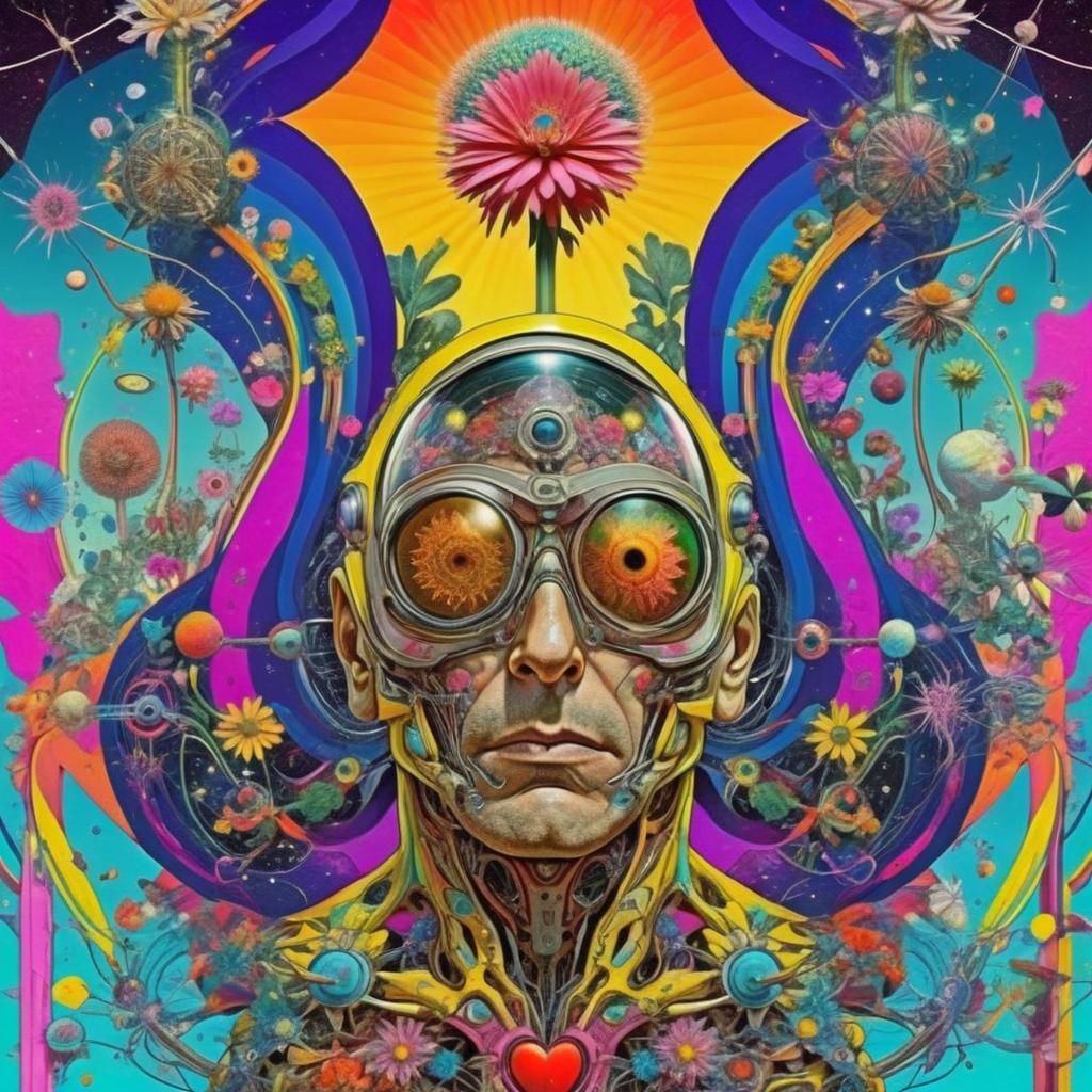 Intergalactic Flower: Psychedelic Neo-Primitivism Artwork