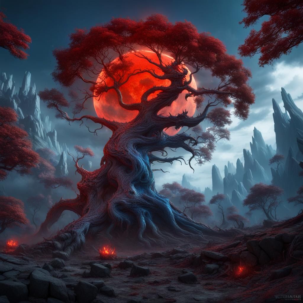 White Dragon Blowing Blue Fire Between Worlds