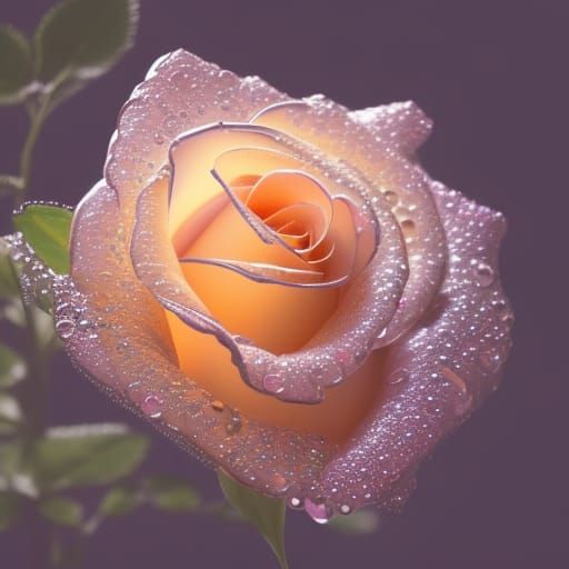 Glowing Rose with Transparent Petals in Macro Detail