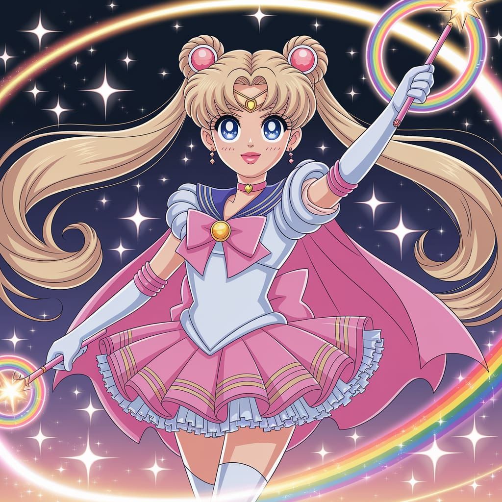 Magical Girl Transformation in Anime Style