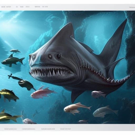 Underwater Alien Sharks in a Matte Painting