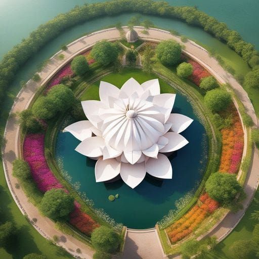 eyes bird view of the lotus temple