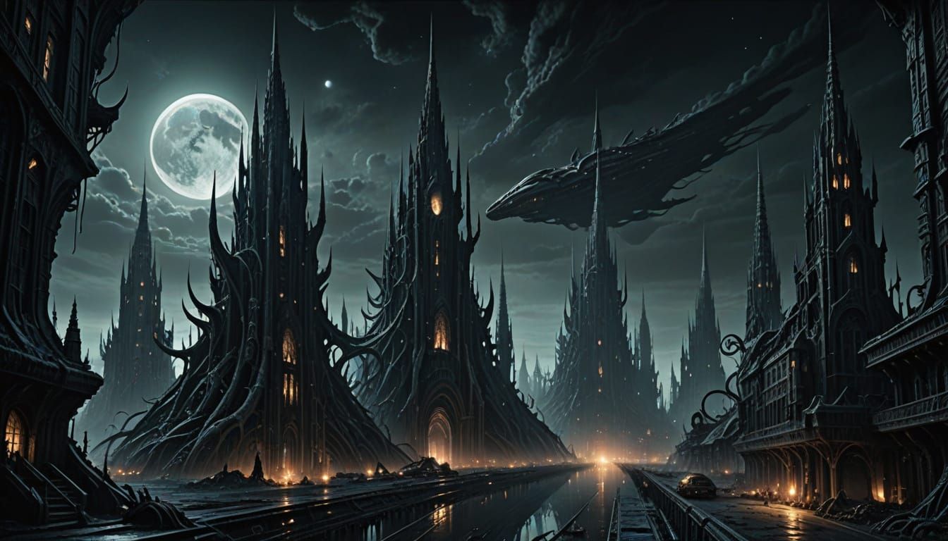 Surreal Gothic Metropolis Unveils Cosmic Horror in the Depth...