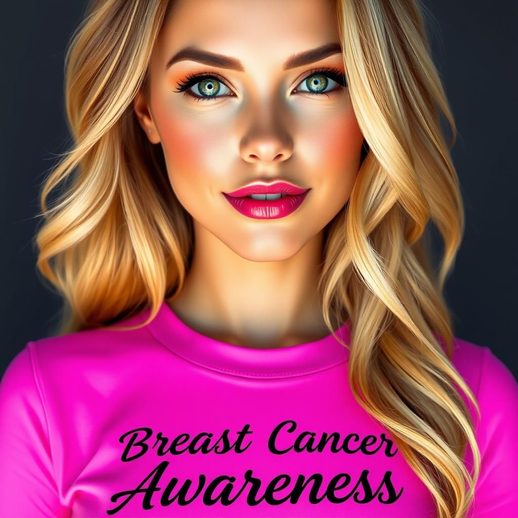 Breast Cancer Awareness Portrait in Digital Art Style