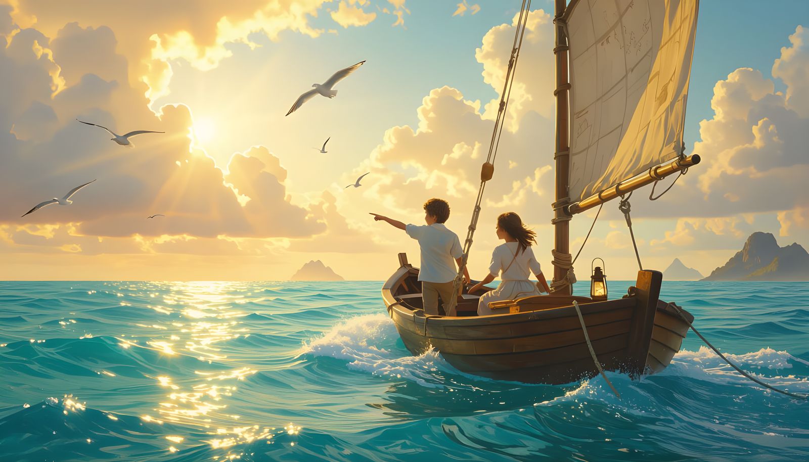 Children Sail Turquoise Ocean to Mysterious Islands