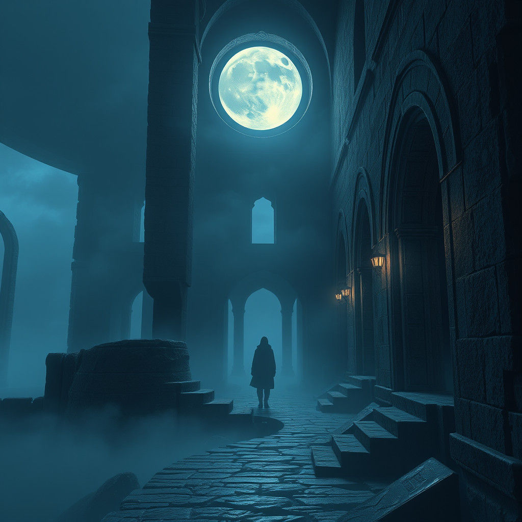 Ethereal Figure in Dreamscape of Forgotten Lore