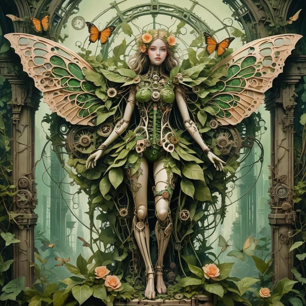 Butterfly Figure with Augmented Wings in Cinematic Style