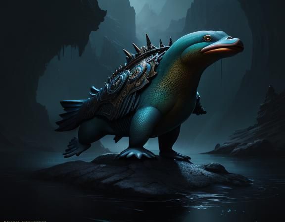 Anime Platypus in Detailed Matte Painting