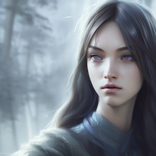 Victorian Assassin with Emerald Eyes, Hyperdetailed Dark Fan...