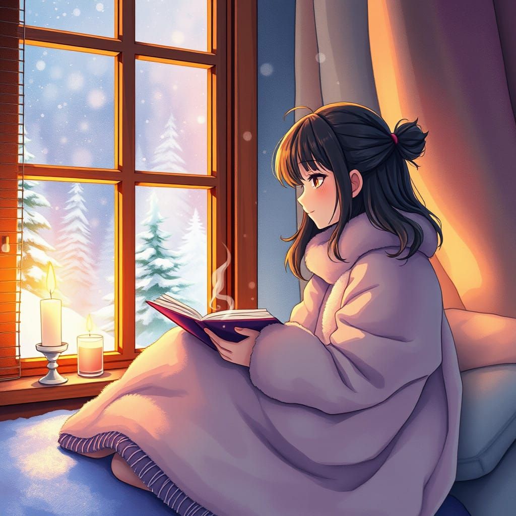 Warmth of Winter Wonderland in Vibrant Anime Color