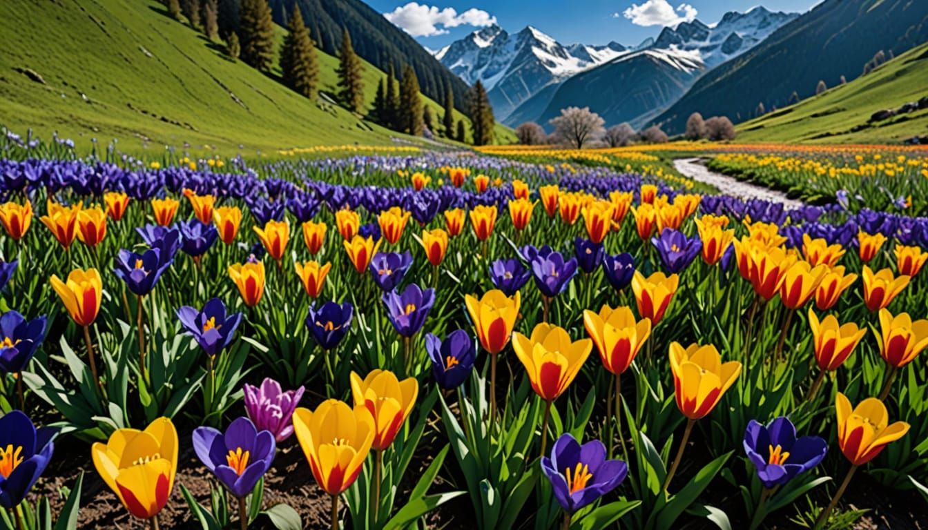 Spring Valley with Wildflowers in Bloom