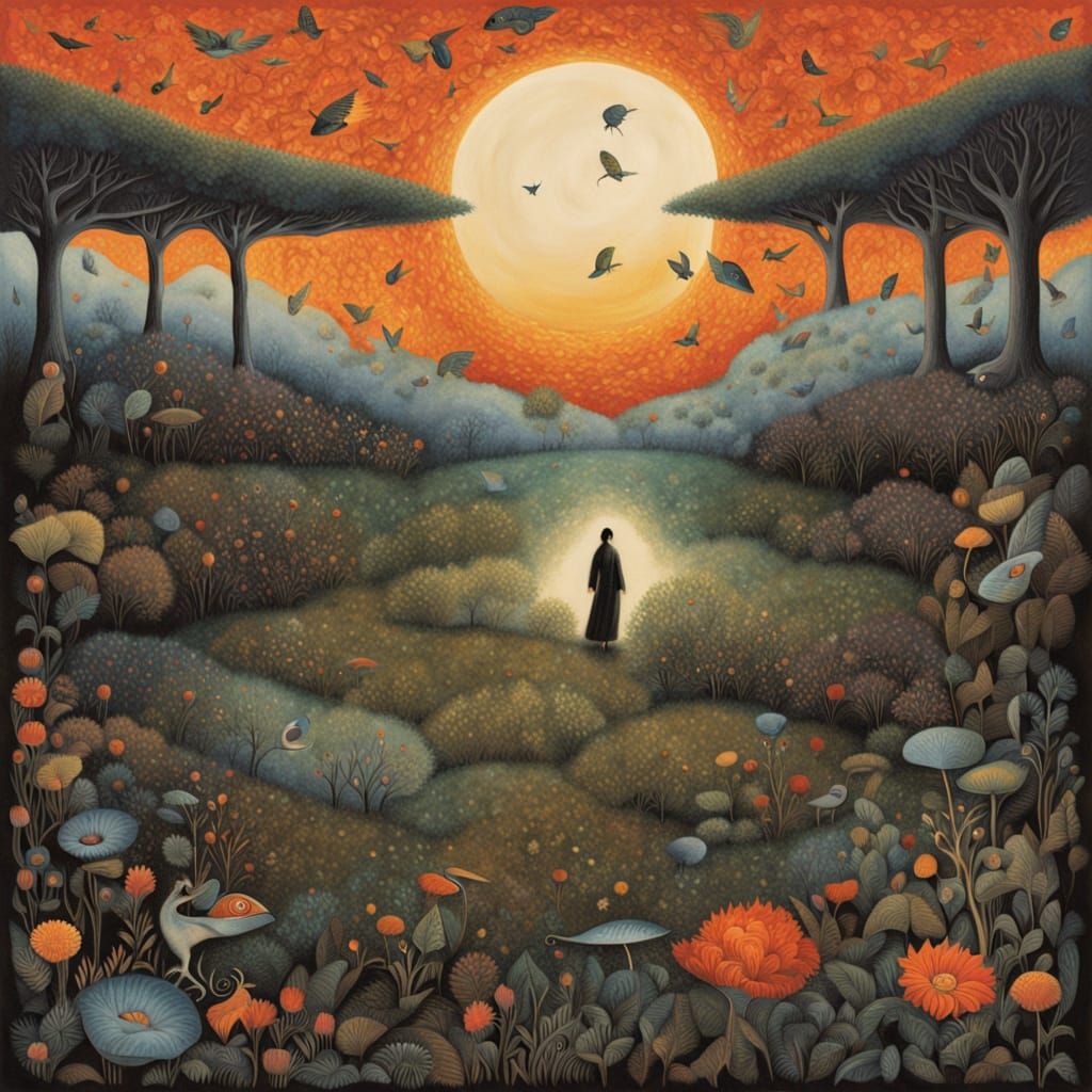 Eerie Album Cover Art with Mythological Creatures