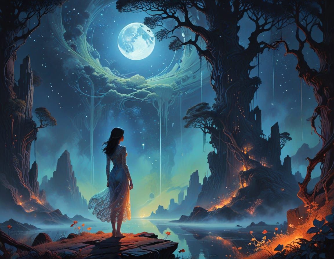 Heroic Figure in Dreamlike Landscape