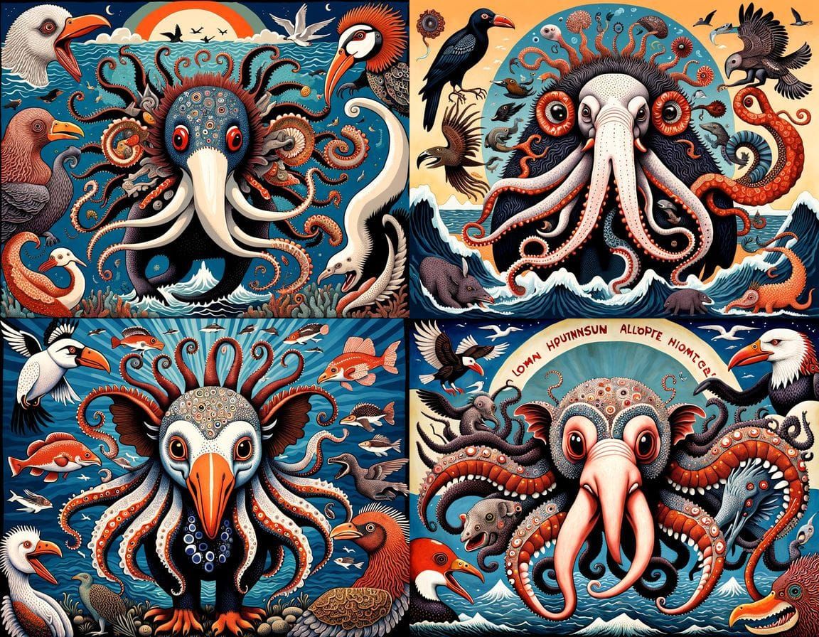 Whimsical Mutant Creature Poster Art