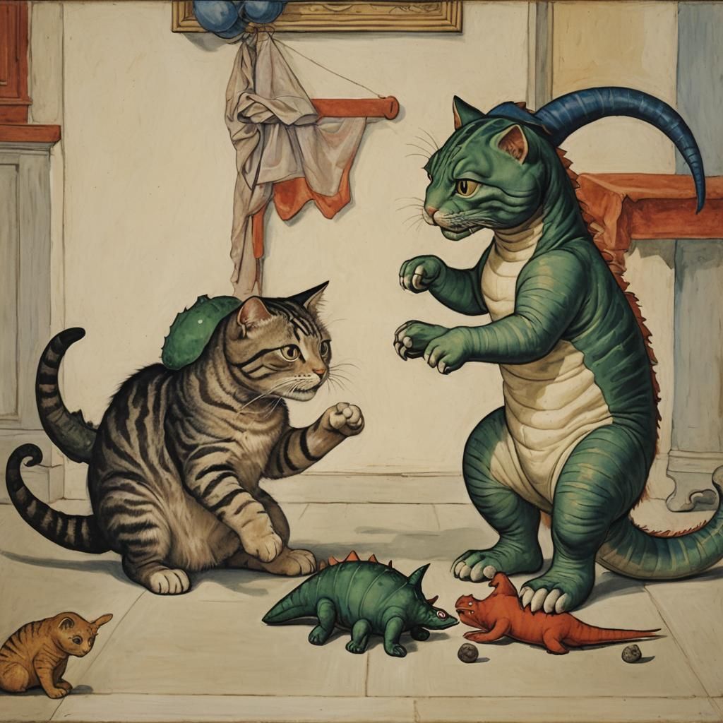 Whimsical Feline Play with Vintage Toymaking