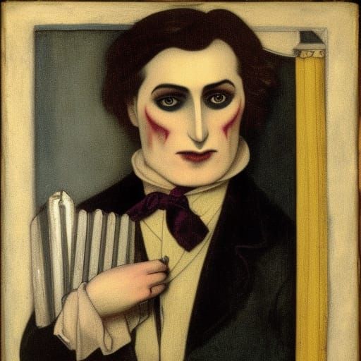 Vampire Portrait in Pre-Raphaelite Cubist Style