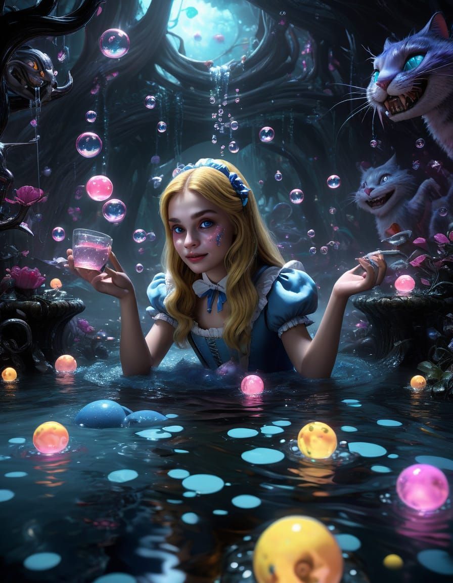 Alice in Wonderland's Dark Tea Party: Surreal Concept Art