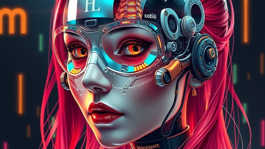 Cyberpunk Woman with Transparent Skull, Detailed Portrait