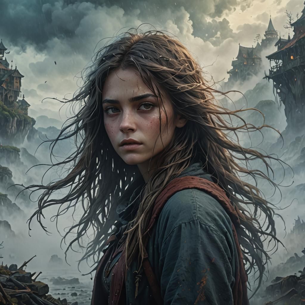 Girl Emerges from Fog: Detailed Matte Painting