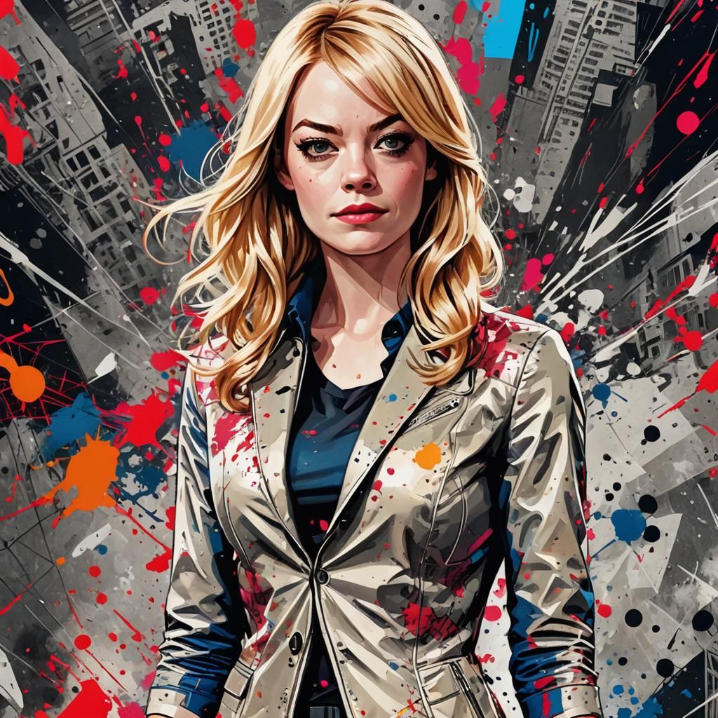 Blond Woman Portrait in Pop Art Style