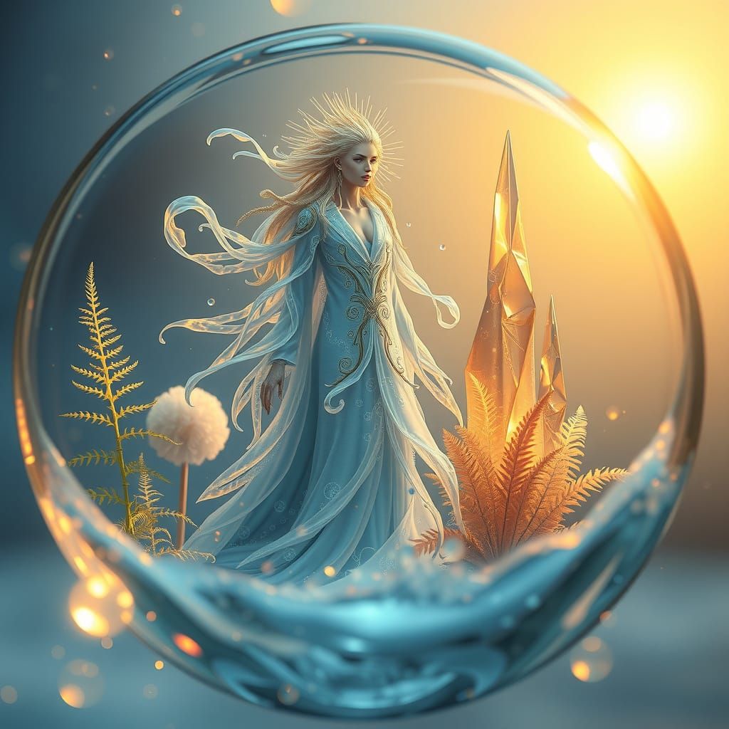 Majestic Water Elemental in Ethereal Watercolor Wonderland