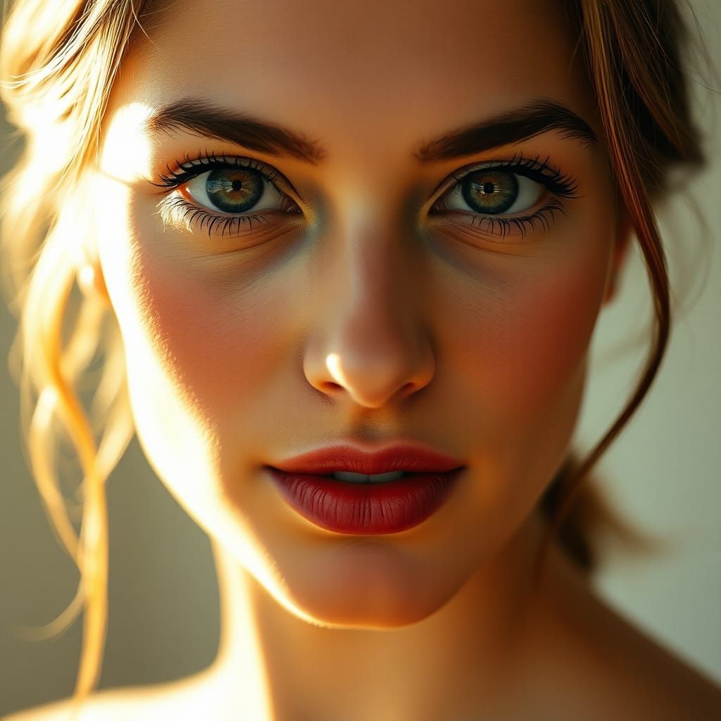 Stunning Woman's Gaze: A Hyperrealistic Portrait