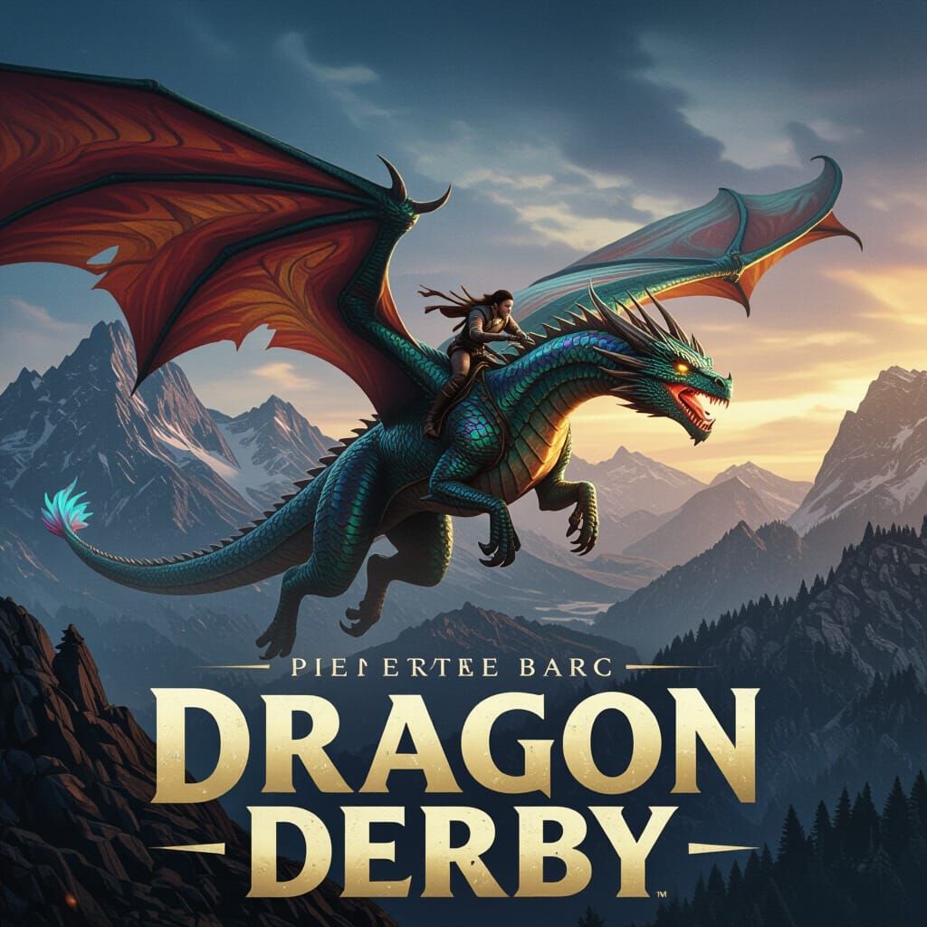 Epic Dragon Derby Race Poster in Hyperrealistic Style