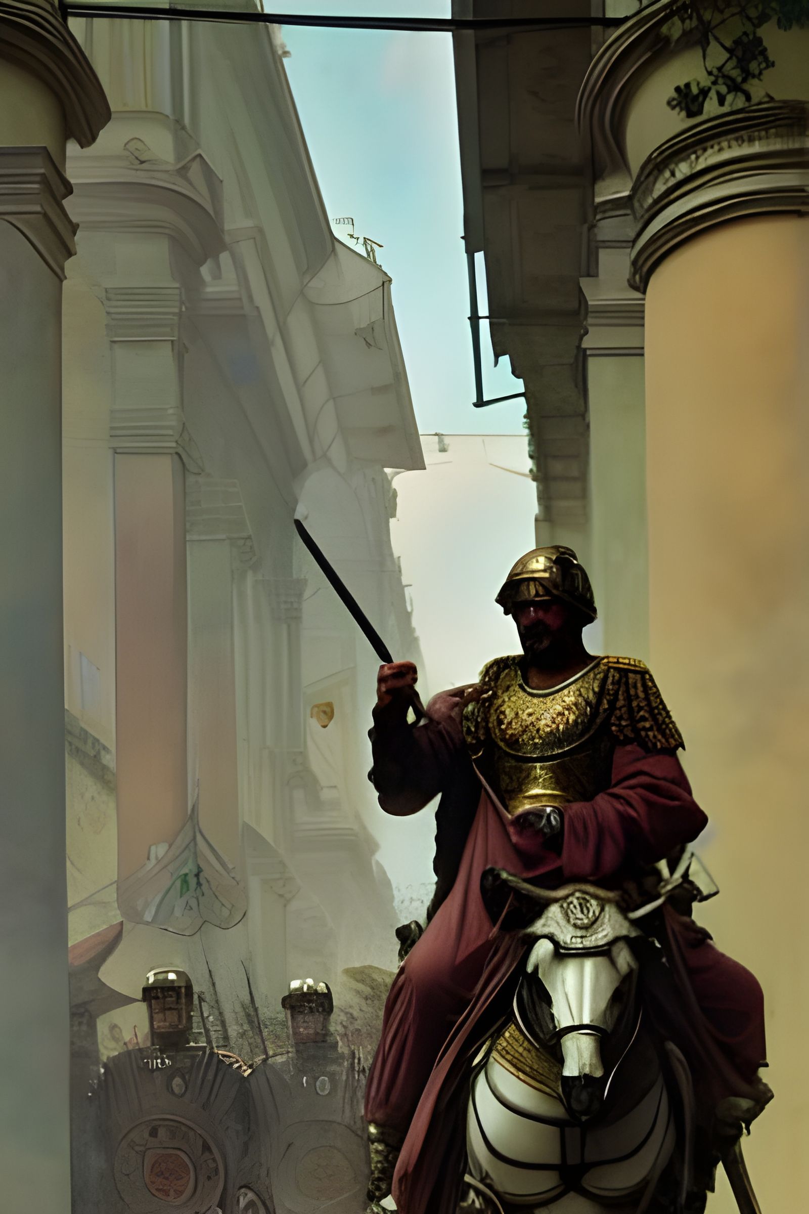 Roman Legion Parade in Art Nouveau City