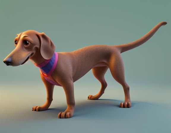 Comically Long Dachshund as 3D Digital Art