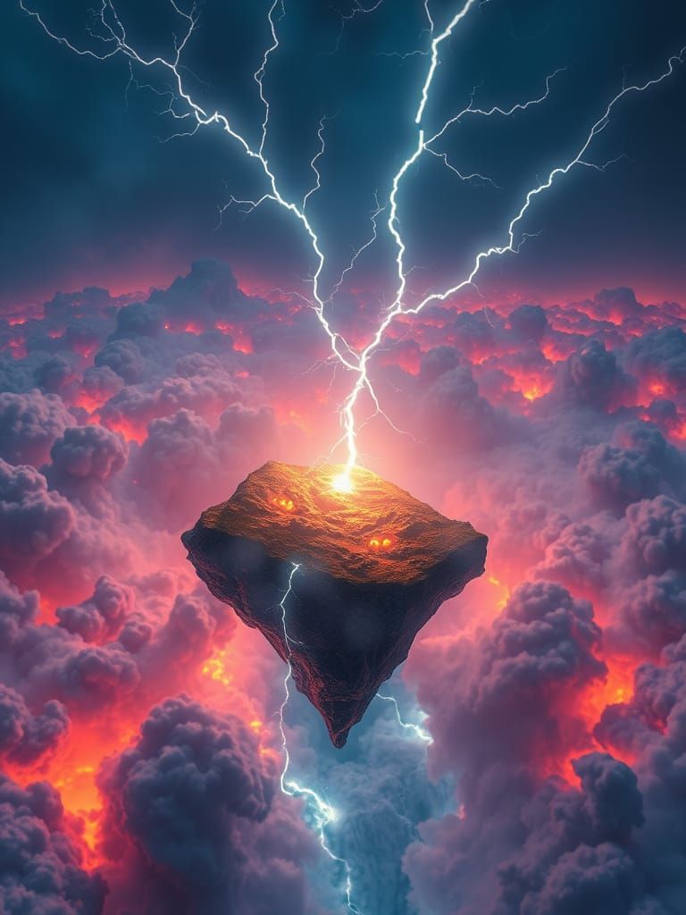 Neon Electrical Islands in Sapphire Void